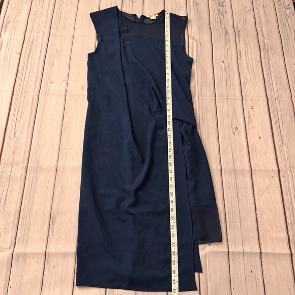 Helmut Lang Blue Shift‎ Dress Size 4 Women's Silk Blend Sexy Old Money - Picture 4 of 12